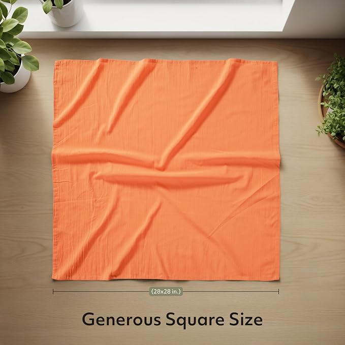 Utopia Kitchen Orange Flour Sack Towels [12 Pack - 28 x 28 in] 100% Cotton | Tea Towels for Cleaning & Drying - Highly Absorbent Kitchen Dish Cloth
