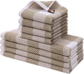 Homaxy Kitchen Towels and Dishcloths Set, Set of 8, White & Khaki | Bulk Cotton Waffle Weave Check Plaid Kitchen Towels, Super Soft and Absorbent Dish Cloths, 12 x 12 and 13 x 28 Inches