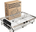 Dish Drying Rack Over The Sink with Utensil Holder | Expandable Stainless Steel Dish Drainer for Small Kitchen, Apartment, RV, Counter Space Saving, Perfect Fit, Rustproof