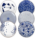 Selamica 10 Inch Kitchen Serving Plates, Large Dessert Plates Ceramic for Salad Pasta Steak, Microwave Dishwasher Safe, Set of 6, Blue