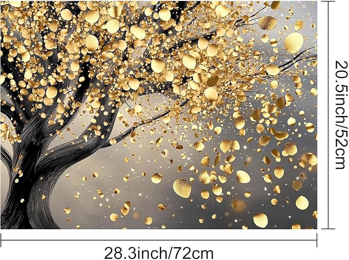 HOMETITUTE Golden Breeze Tree Stove Top Cover 28x20 Gold Leaf Diatomite Mat