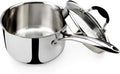 AVACRAFT 3.5 Quart Tri-Ply Stainless Steel Saucepan with Glass Strainer Lid | 18/10 Stainless Steel, Full Tri-Ply Body, Glass Strainer Lid, Pour Spouts, Induction Compatible, Oven Safe, Dishwasher Safe