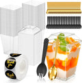 260 Pcs 5oz Clear Plastic Dessert Cups with Lids & Spoons – BPA-Free Mini Parfait Cups for Mousse, Yogurt, Ice Cream, Pudding – 20 Extra Forks, Reusable or Disposable