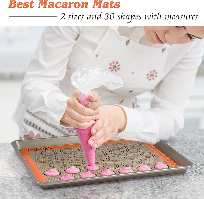 Best German Silicone Baking Mat, 2 Half Sheets Macaron Baking Mats | Non Slip Silicone Baking Sheet, Non Stick Reusable, BPA Free, PFOA Free, Non-toxic, Dishwasher Safe