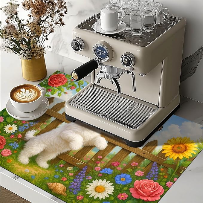 HOMETITUTE Garden Puppy Stove Top Cover 28x20 Heat Resistant Diatomite Mat