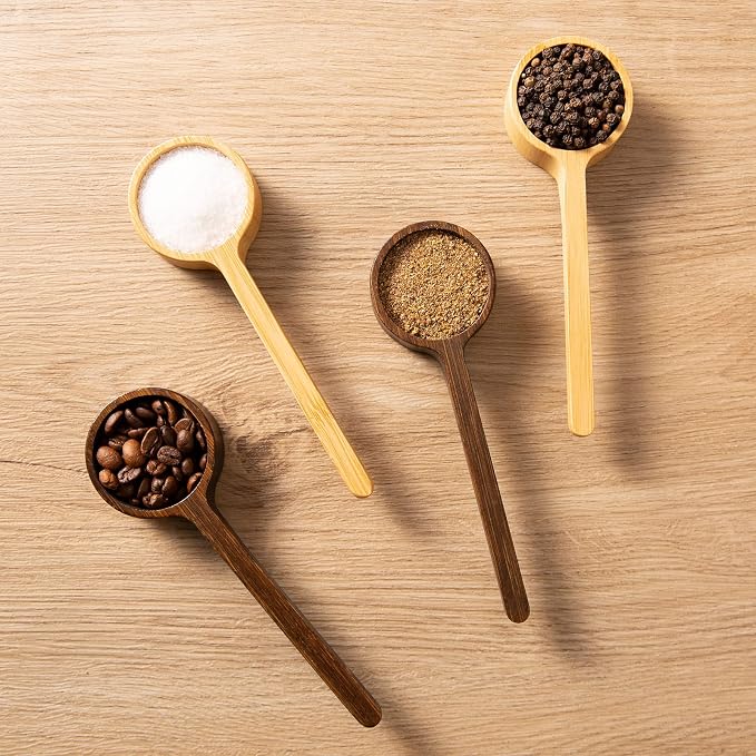 Bamboo Coffee Scoop Long Handle 10g Measuring Scoop for Deep Jars and Containers