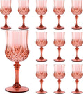 12Pack Plastic Wine Glasses, 7oz Vintage Goblets for Wedding | Unbreakable Crystal Style Reusable Stemware, Elegant Rose Gold Drinking Glass for Party Anniversary & Holiday Celebration