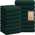 Homaxy 100% Cotton Waffle Weave Kitchen Towels, 15-Pack, Blackish Green | Ultra Soft Absorbent Dish Towels, Quick Drying Cleaning Towels, 13 x 28 Inches