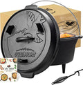 Overmont 6QT Cast Iron Dutch Oven - Pre-Seasoned Pot with Lid Lifter & Legs | Camping Dutch Oven with Cookbook, Cast Iron Pot with Skillet Lid Dual Handles, for Outdoor Campfire Cooking BBQ Grill Stove