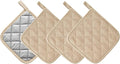 Kitchen Pot Holders Set Heat Resistant Pure Cotton Potholders Kit Trivets Large Coasters Hot Pads Terry Pot Holders for Everyday Cooking and Baking by 7 x 7 Inch (Cream)