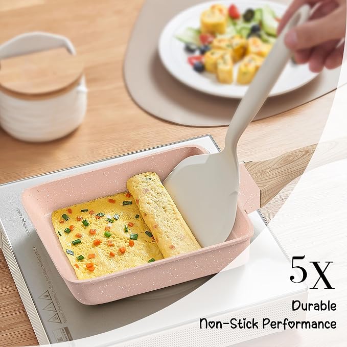 Caannasweis Granite Tamagoyaki Pan Japanese Breakfast Omelette Egg Pan | Nonstick Omelette Skillet Frying Pan Egg & Tamagoyaki Cooker Suitable for Gas Stove & Induction Cookware, PFOA PFOS Free