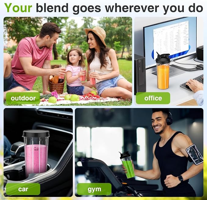 KOIOS Personal Blender for Smoothies with 3 x 22oz To-go Cups, BL319B Black | 22000 RPM Detachable Blade Countertop Blenders for Kitchen. Ideal for Baby Food, Protein Shakes, Ice Crushing & Fresh Juice
