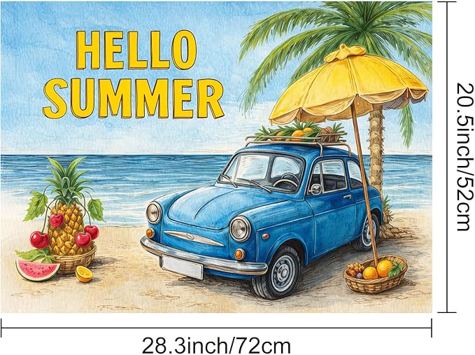 HOMETITUTE Hello Summer Stove Top Cover 28x20 Beach Car Heat Resistant