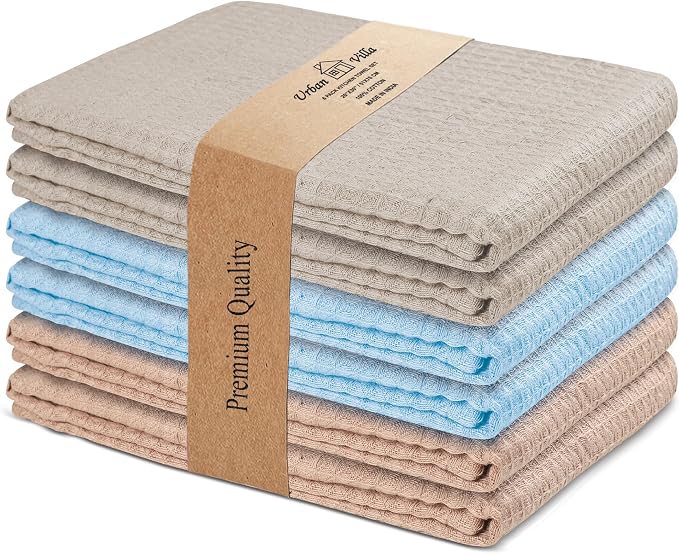 Urban Villa Kitchen Towels Cotton Dish Towels 20”x30” (Set of 6) Multi