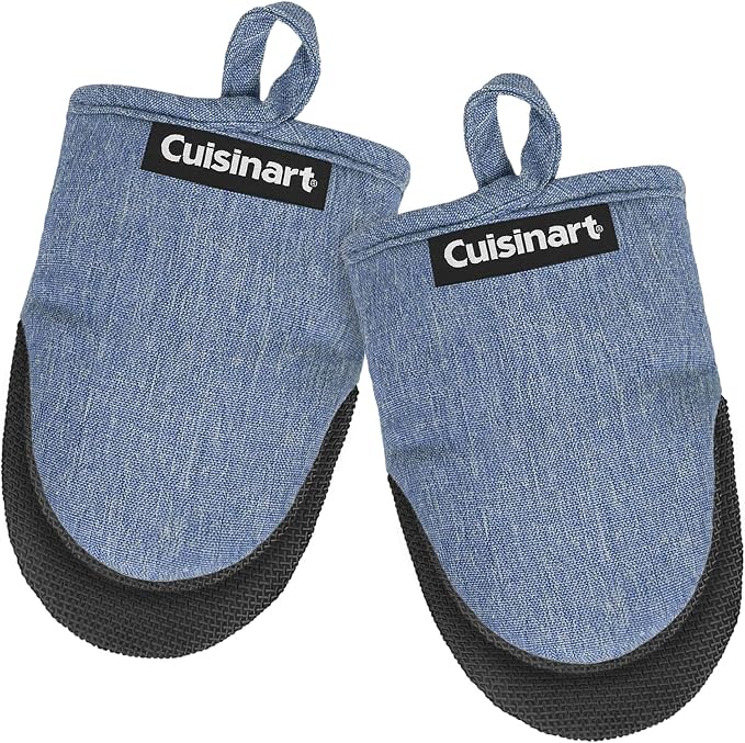 Cuisinart Mini Oven Mitts, 2-Pack, Neoprene Grip, Heat Resistant 350F | Cotton-lined, non-slip neoprene palm, ambidextrous design, ideal for smaller hands and everyday cooking