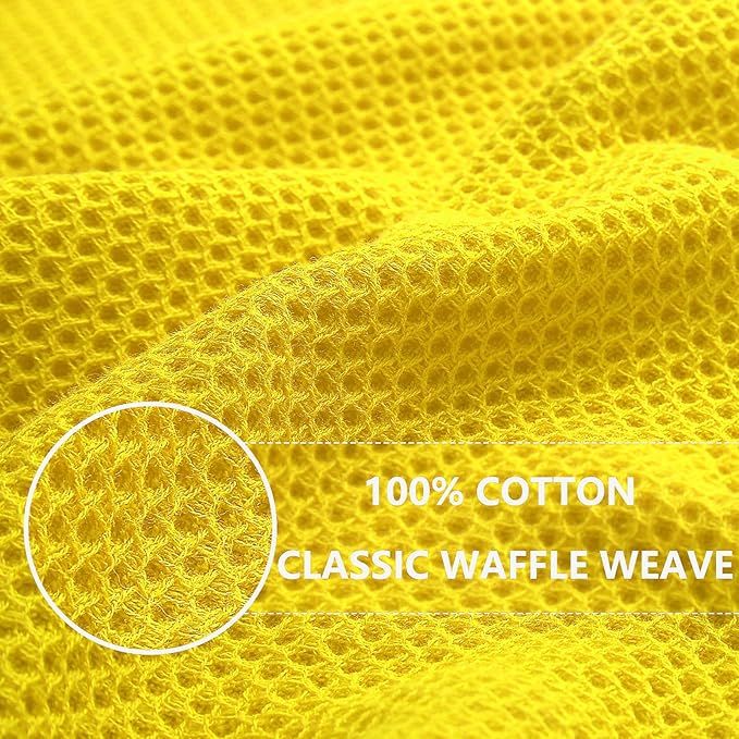 Homaxy 100% Cotton Waffle Weave Kitchen Dish Cloths 6-Pack, Yellow | 12 x 12 Inches, Ultra Soft Absorbent Dish Towels, Quick Drying Dish Rags with Hanging Loop