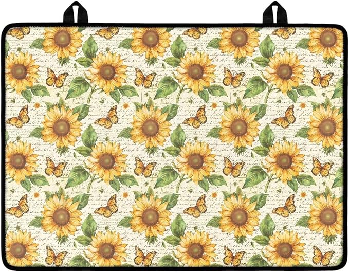 Sunflower Butterfly Stove Top Cover for Electric Stove, Glass Ceramic Stove Top, Heat Resistant Cooktop Cover Dish Drying Mats