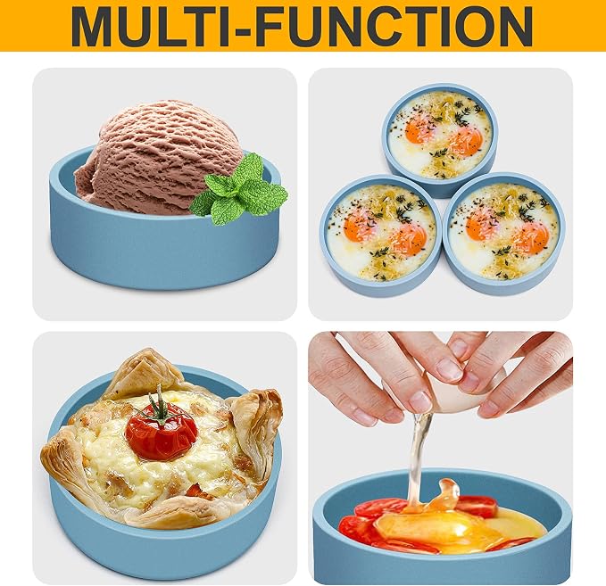 4 Pack Silicone Air Fryer Egg Pan Individual Microwave Egg Cooker Eggwich Egg Bites Molds for Oven Microwave - Blue