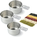 3PCS Measuring Cup, HIA 1 Cup Stainless Steel Metal Measuring Cups with Ergonomic Handle, Great for Wet and Dry Ingredients