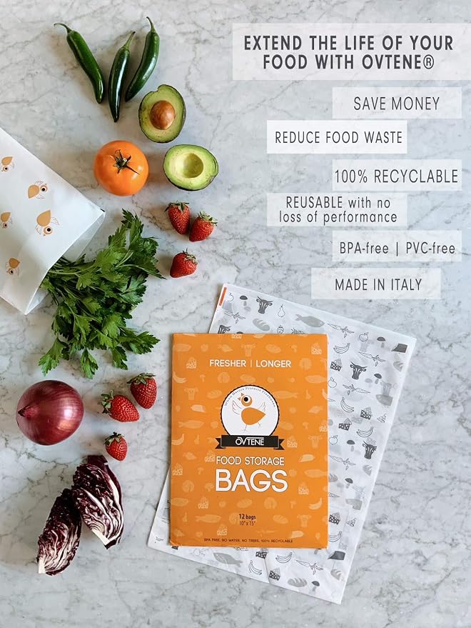 Food Storage Bags for Cheese, Meat, and Produce - Keeps Food Fresher Longer (20 Small bags 10.5"x7.25")