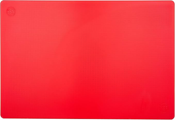 Thirteen Chefs Large Red Cutting Board - 18 x 12 Inch for Meat, Professional 1/2" Thick HDPE Plastic for Restaurants, Dishwasher Safe and NSF Stamped