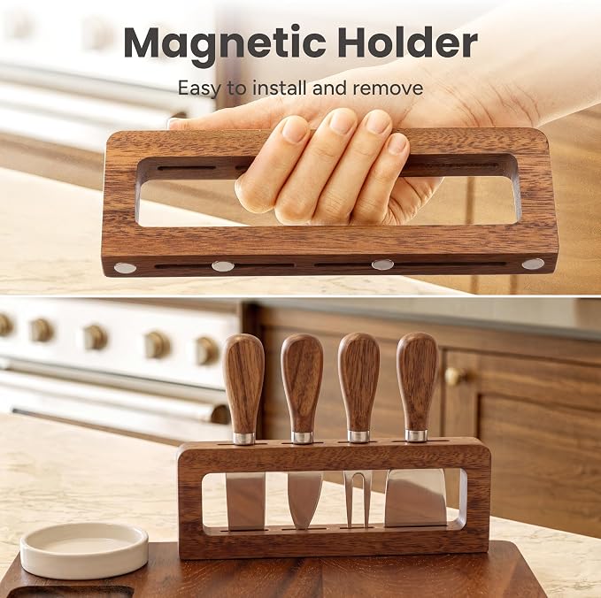 SMIRLY Charcuterie Board Set with Serving Accessories, Large Walnut | Housewarming, Wedding, Bridal Shower and Birthday Gift for Women, Ideal for Serving Cheese, Snacks and Appetizers