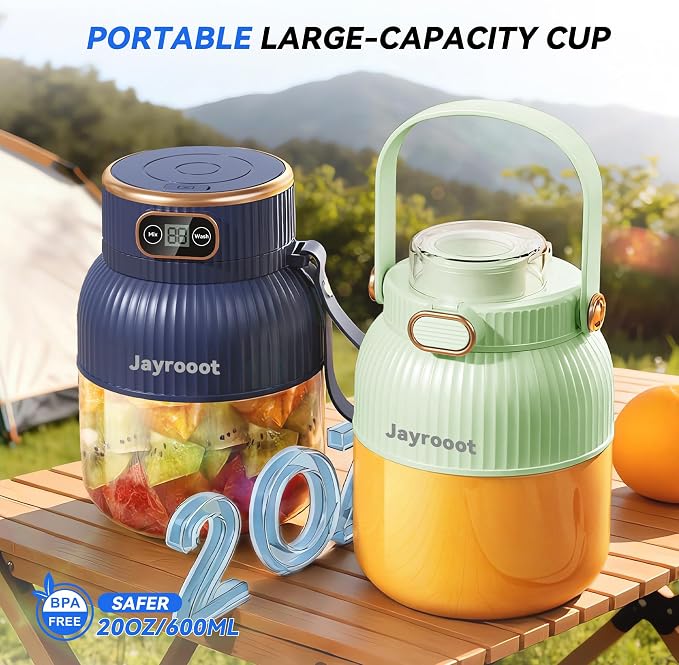 Personal Blender, Compact Cordless, 20 oz (600ml) Blue | USB-C Rechargeable, Makes Juices, Milkshakes, Smoothies, Ideal for Travel, Gym, Office
