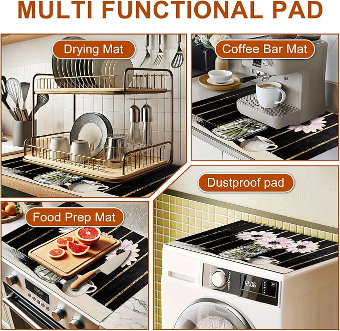 HOMETITUTE Spring Stove Top Cover 28x20 Floral Daisy Art Heat Resistant Protector