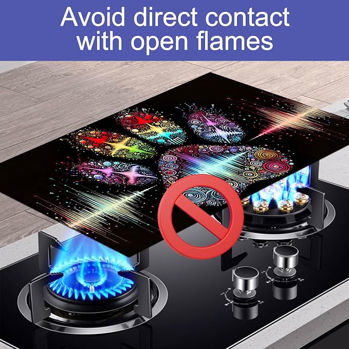 HOMETITUTE Colorful Paw Print Stove Top Cover 28x20 Heat Resistant Mat