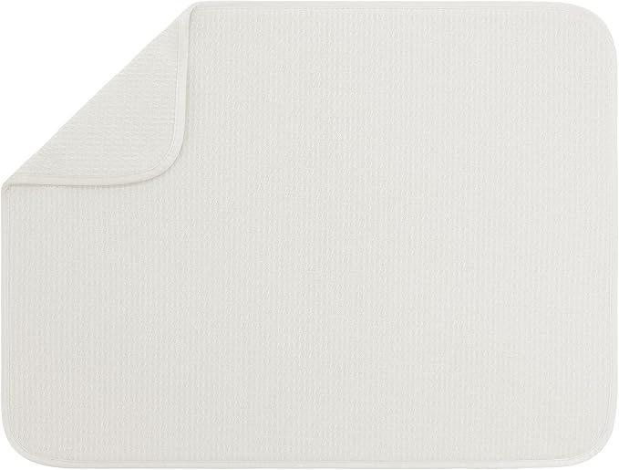 S&T INC. Dish Drying Mat, 18" x 24", XL, Cream | Absorbent Microfiber, Extra Large Kitchen Counter Mat for Dishes, Utensils, Pots and Pans, Machine Washable