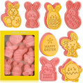Easter Cookie Cutters Set, 8 Pcs Cookie Cutter with Plunger Stamps | 3D Cookie Stamps for Easter Biscuit Snacks Cheese Baking, Different Shapes, Rich Details and Textures