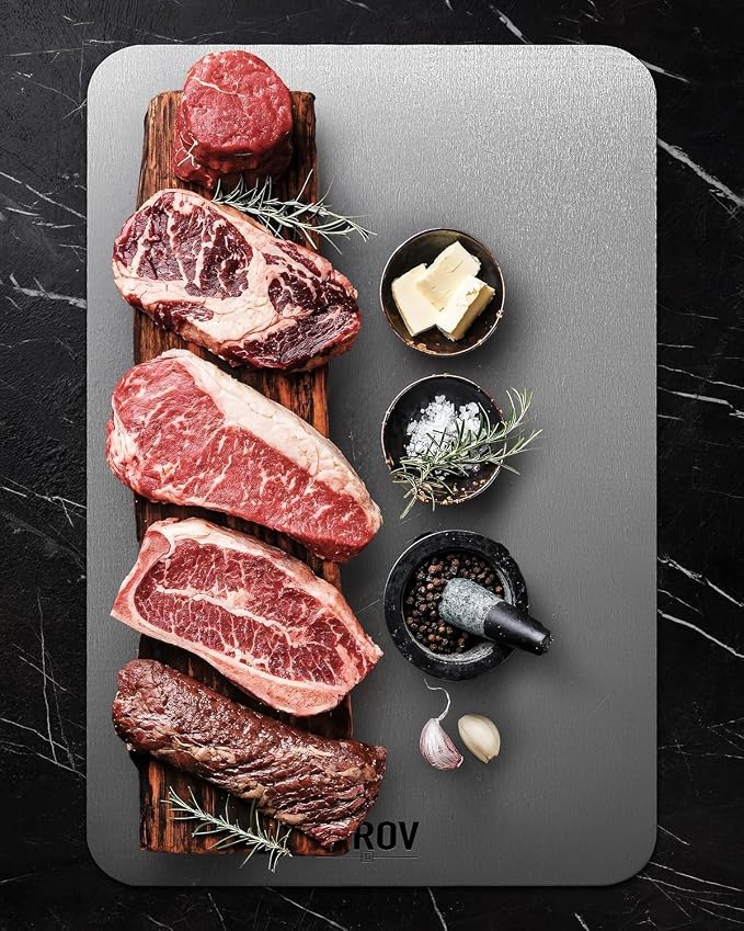 Katori Titanium Cutting Board, 100% Pure Titanium Cutting Boards For Kitchen, Best Non Toxic chopping board, Dishwasher safe, Hygiene and Durability for Meat, Fruit, and Vegetables (12.6L*8W)