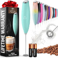 Zulay Powerful Milk Frother for Coffee with Upgraded Titanium Motor - Handheld Electric Whisk, Milk Foamer, Mini Mixer & Coffee Blender for Frappe, Latte, Matcha, No Stand - Mint