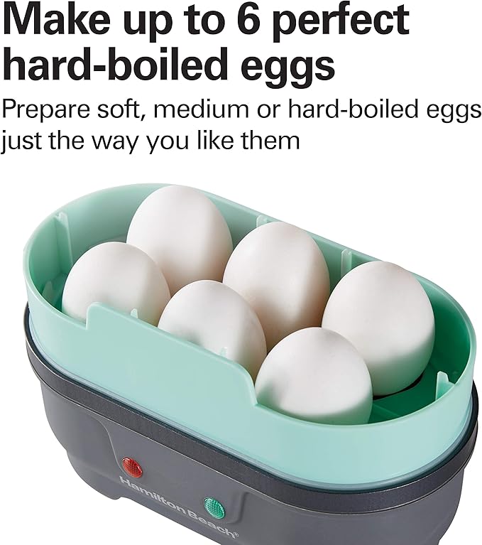 Hamilton Beach Egg Bite Maker & Electric Hard Boiled Egg Cooker | Sous Vide-Style Egg Bite Maker | Egg Poacher | Removable Nonstick Tray | Makes 2 in Under 10 Minutes | Teal | 25511MN