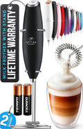 Zulay Kitchen Powerful Milk Frother Wand With Duracell Batteries - Ultra Fast Handheld Drink Mixer - Electric Whisk Foam Maker for Coffee, Lattes, Cappuccino & Matcha - Z1 Motor - Black