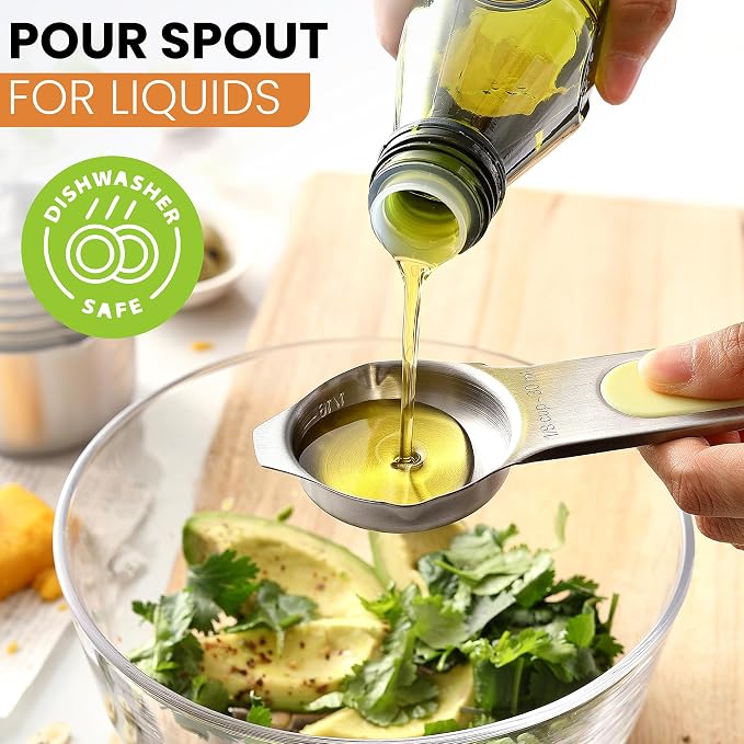 Spring Chef Magnetic Stainless Steel Measuring Cups Set of 7, Pastel | Patented Metal Measuring Cups for Measuring Dry or Liquid Ingredients, Easy to Read Markings, Dishwasher Safe Magnetic Cups