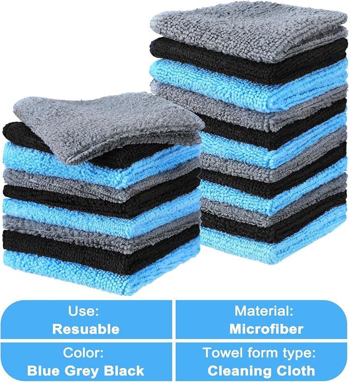 50 Pcs Dry Erase Cloth,6 X 6 Inch,Blue/Gray/Black | Cleaning Rags Reasonable Whiteboard Cloth Kitchen Towels Microfiber Towels Cars Wash