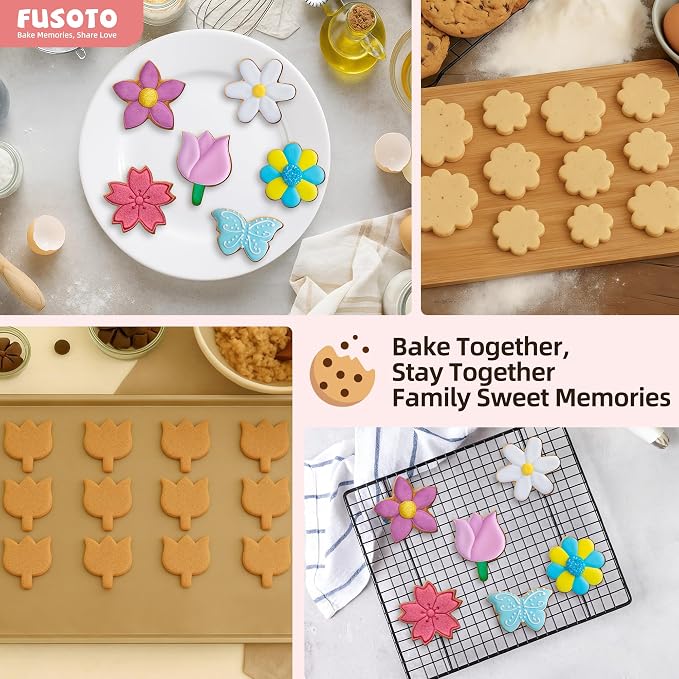 FUSOTO 6PCS Butterfly Cookie Cutters Set, 3 Inches Butterfly Shaped | Cookie Cutter, Stainless Steel Cookie Cutters for Baking, Butterfly Shapes Baking Tool for Homemaking Cookie,Biscuits,Dough