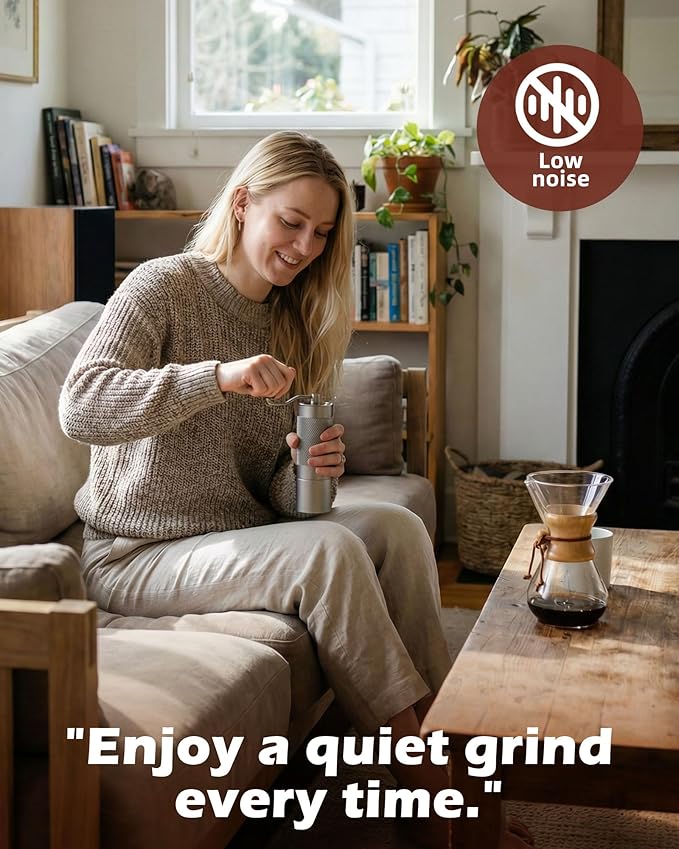 Pro Manual Coffee Grinder Stainless Steel Conical Burr With Adjustable Settings.Portable For Espresso, French press, Pour-over. All-metal, Plastic-free, Perfect For Travel camping