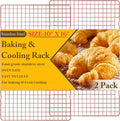 2PCS Cooling Racks for Cooking and Baking - 10" x 16"Heavy Duty Stainless Steel Wire Rack for Baking, Grilling, Roasting - Oven & Dishwasher Safe - Fits Half Sheet Pan（Rose Gold）