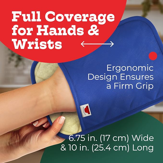 Silicone Pot Holders - Set of 2 Dark Royal Blue - 10x3 - Heat Resistant to 536 F / 280 C Kitchen Protectors Hot Pans Baking Professional Grade Cooking Mitts