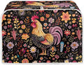 Toaster Cover, Foldable Two Slice Toaster Appliance Dust-proof Covers for Kitchen Small Appliance Dust Cover and Fingerprint Protection Home Decor, Rooster Floral Print