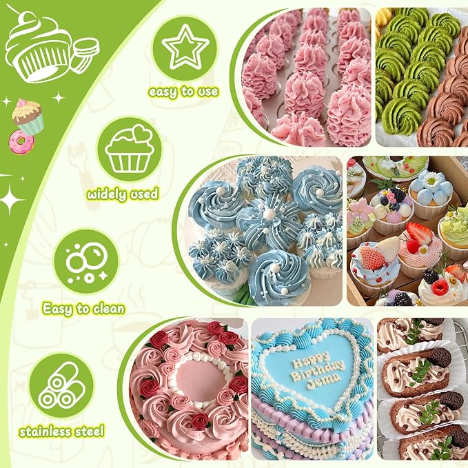 FANTEXY Dessert Decorating Syringe Set, Stainless Steel Icing Piping Kit | Cake Decorating Tools, 6 Piping Icing Nozzles, Cupcake Decorating Kit
