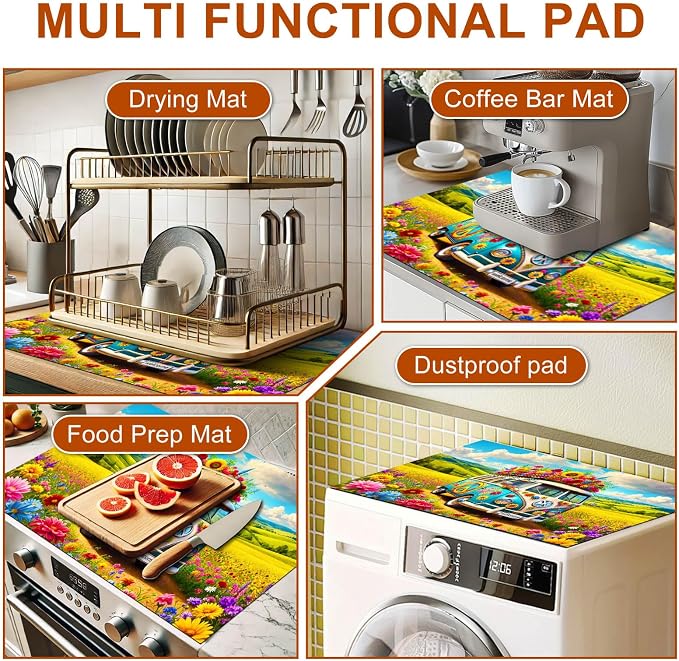HOMETITUTE Spring Stove Top Cover 28x20 Flower Van Countryside Heat Resistant