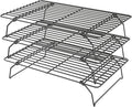 Cooling Racks for Cooking and Baking - 3 Tier Stackable Grid Wire Baking Rack for Oven Cooking, Baking, Grilling, Roasting - Dishwasher Safe Bacon Rack - Black