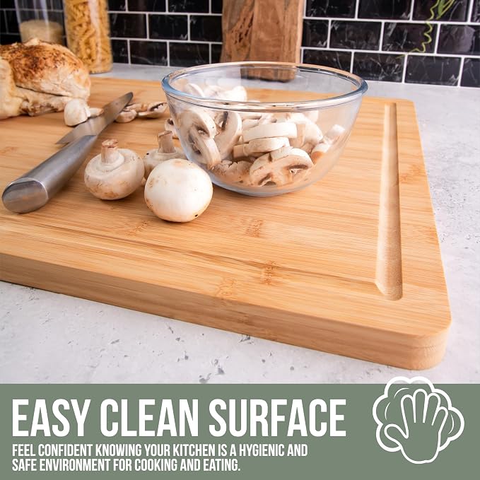 Large Cutting Board for Kitchens 24 X 18 by Grizzly Living - Heavy Duty Bamboo Cuttings Boards for Meat, Veg & Charcuterie - Large Wooden Stove Top & Countertop (24" x 18") Epicurean, Butcher