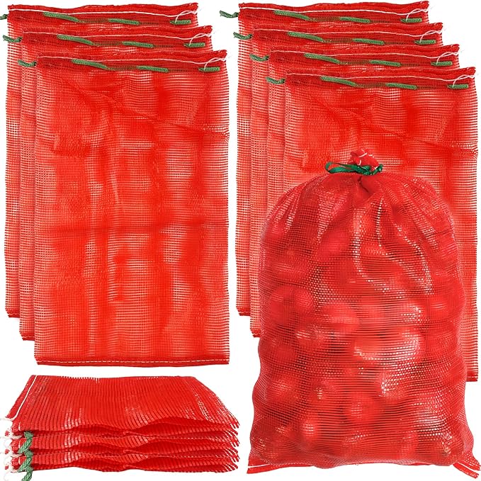 15 Pcs 60 LB Extra Large Mesh Onion Potato Bags,31'' x 20'' Reusable Drawstring Produce Storage Bags,Washable Net Bag for Vegetables Onions Potatoes Citrus Crawfish Firewood