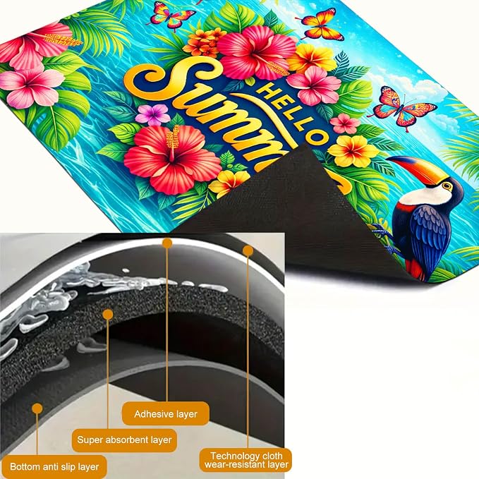 HOMETITUTE Hello Summer Stove Top Cover 28x20 Tropical Toucan Heat Resistant