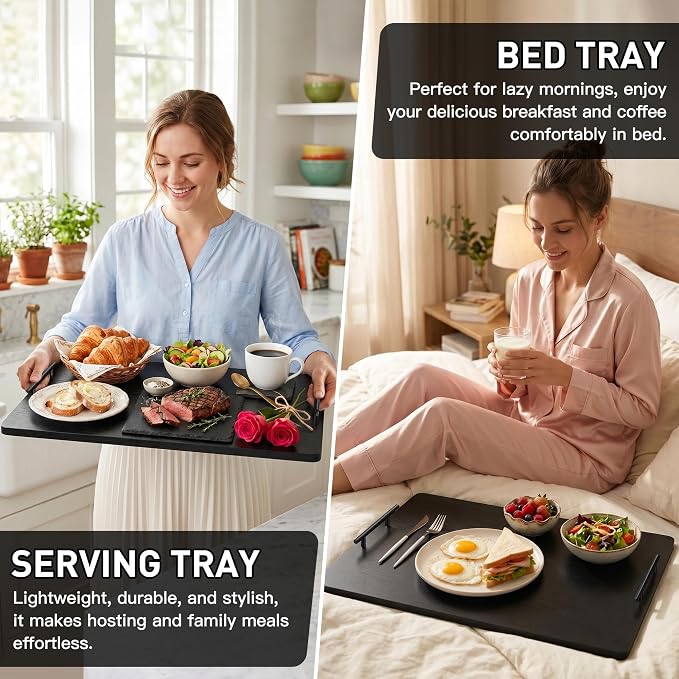 Noodle Board Stove Cover with Handles, Stove Top Covers for Gas Burners and Electric Stove, Wood Stove Cover Board Decorative Serving Tray Kitchen Sink Cover (Black)