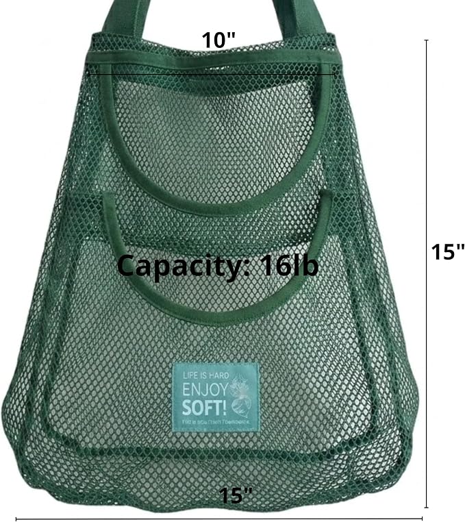Hanging Mesh Bags for Fruit & Vegetables, Extra Large Blue
